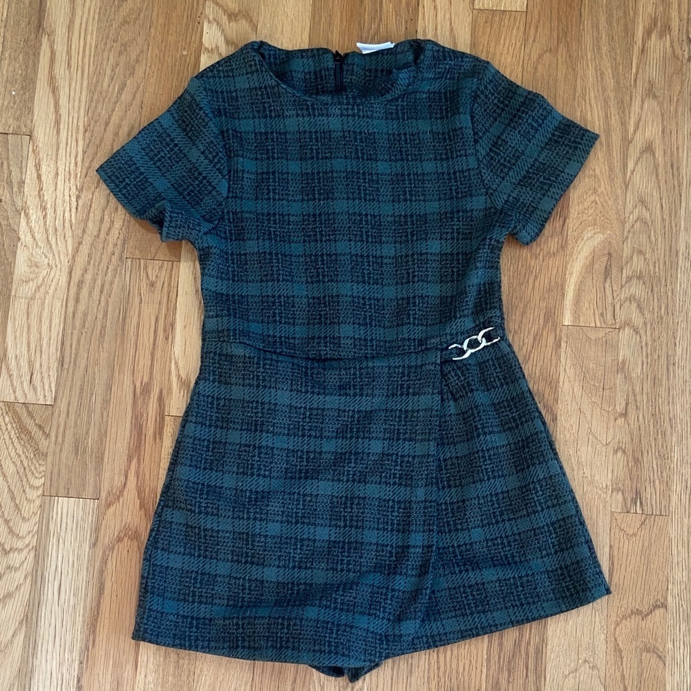 Zara Green and Black Checkered Romper Size 8